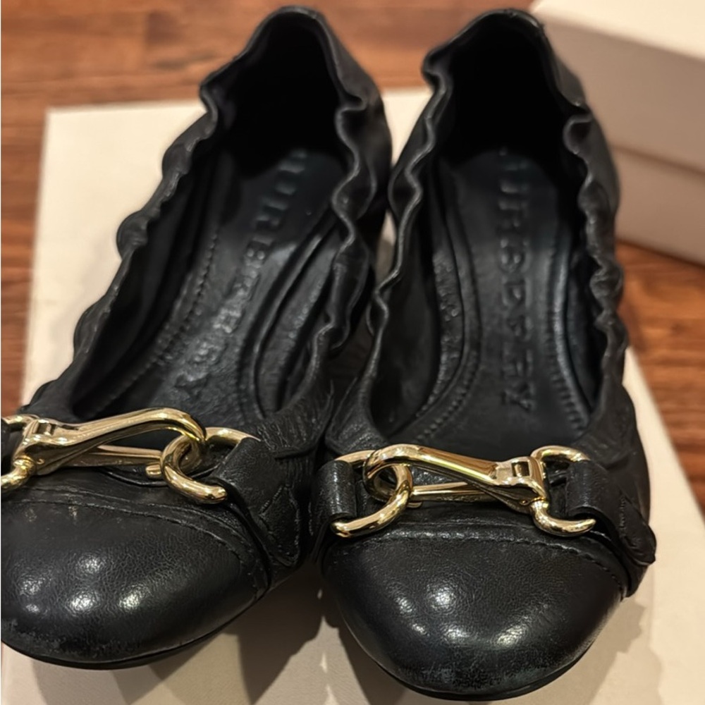 Burberry Heritage Leather Shipley Ballerina Flats - Picture 1 of 4